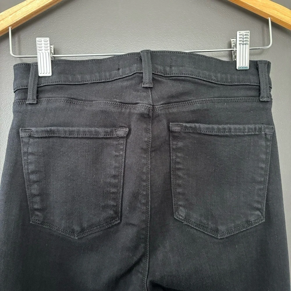 J Brand Maria Flare Jeans in Serious Black High Rise Flared Matte Black Size 29